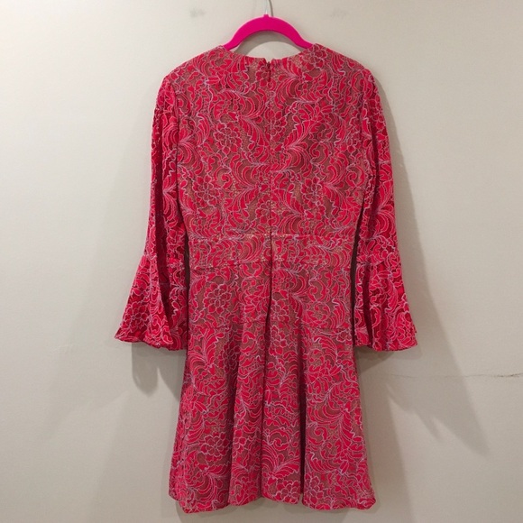 BCBGMAXAZRIA BCBG Marybeth Lace Overlay Cut-Out Fit&flare Dress red Size 2 - Picture 11 of 11